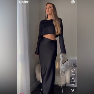 ZARA SLIT SATIN EFFECT DRESS